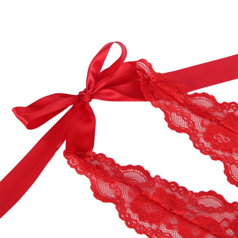 953980 SEXY BODY WITH RUFFLES + BELT RED L/XL