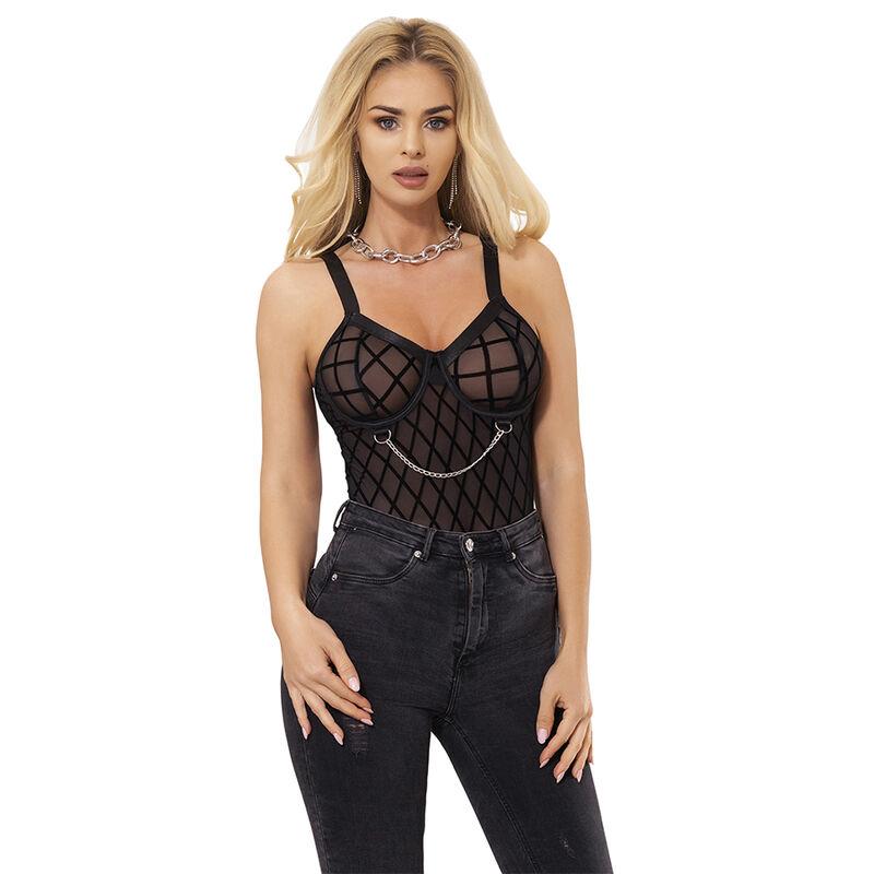 954260 BODY WITH CHAINS + GARTER BELT BLACK S/M