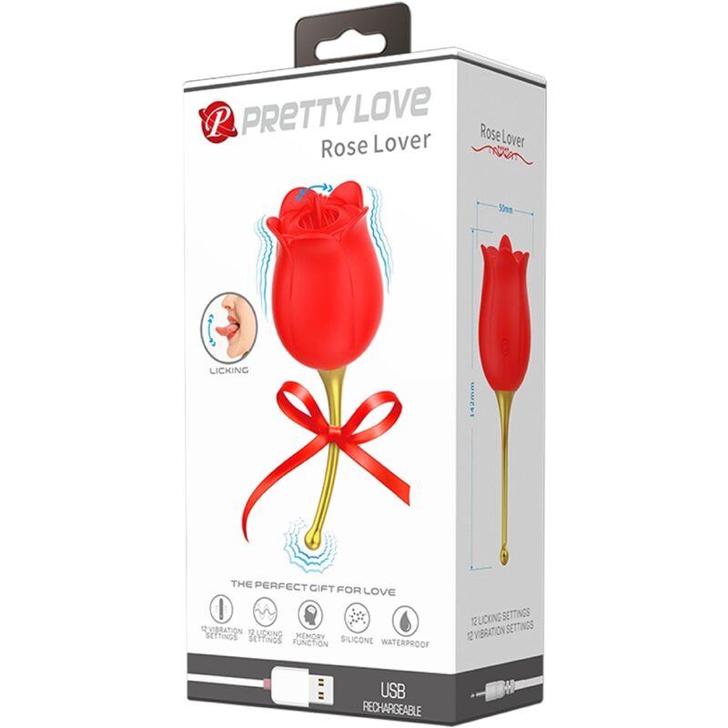 ROSE LOVER ROSE CLITORIS STIMULATOR 12 VIBRATIONS RED