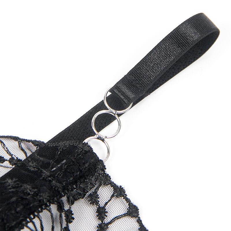 955229 TRANSPARENT BODYSUIT WITH HOLLOW LACE BLACK L/XL