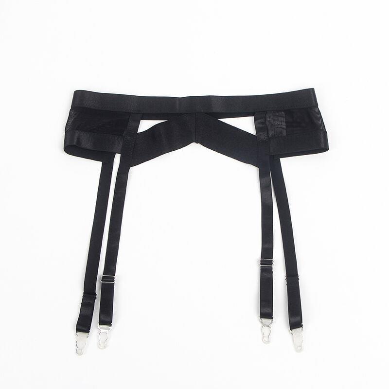 955236 BLACK BONDAGE BRA WITH GARTER SET S/M