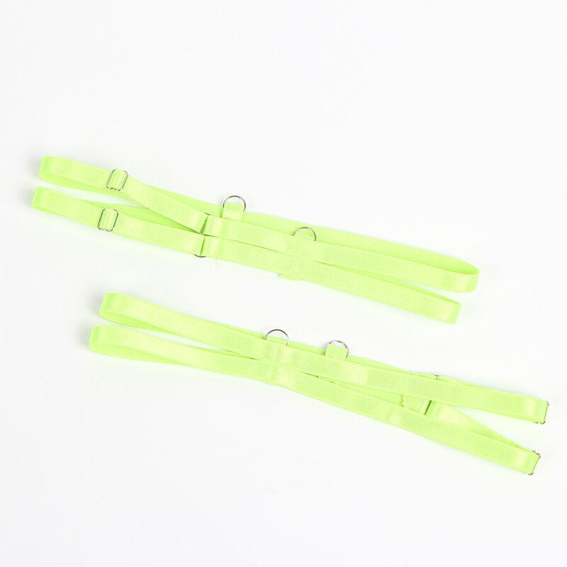 955328 BRA SET WITH LACE AND GARTER LINES GREEN AND BLUE L/XL