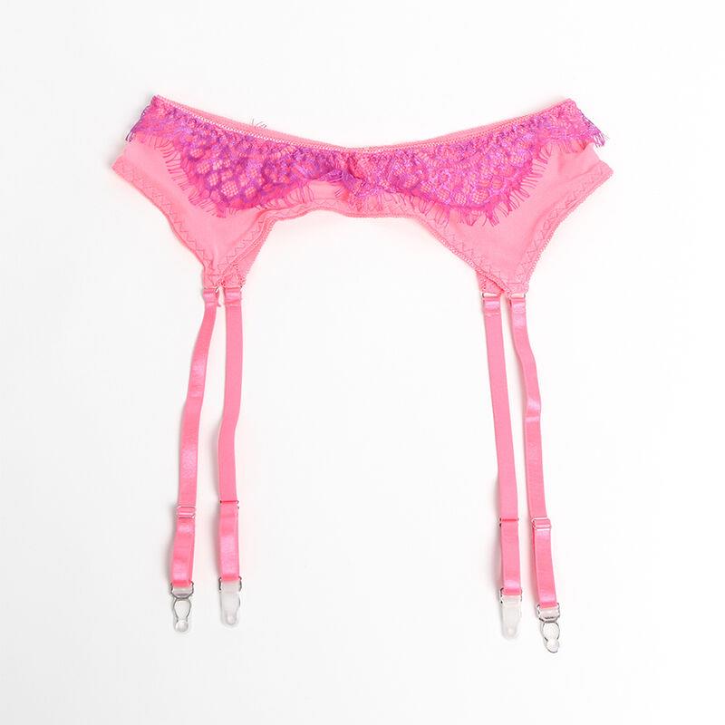 955359 SET OF BRA WITH LACE AND GARTER LINKS PINK AND PURPLE S/M