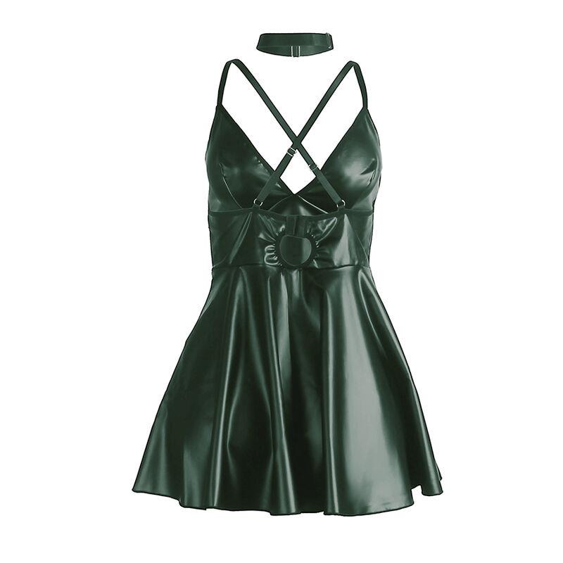 955434 DRESS WITH GREEN LEATHER STRAPS S/M