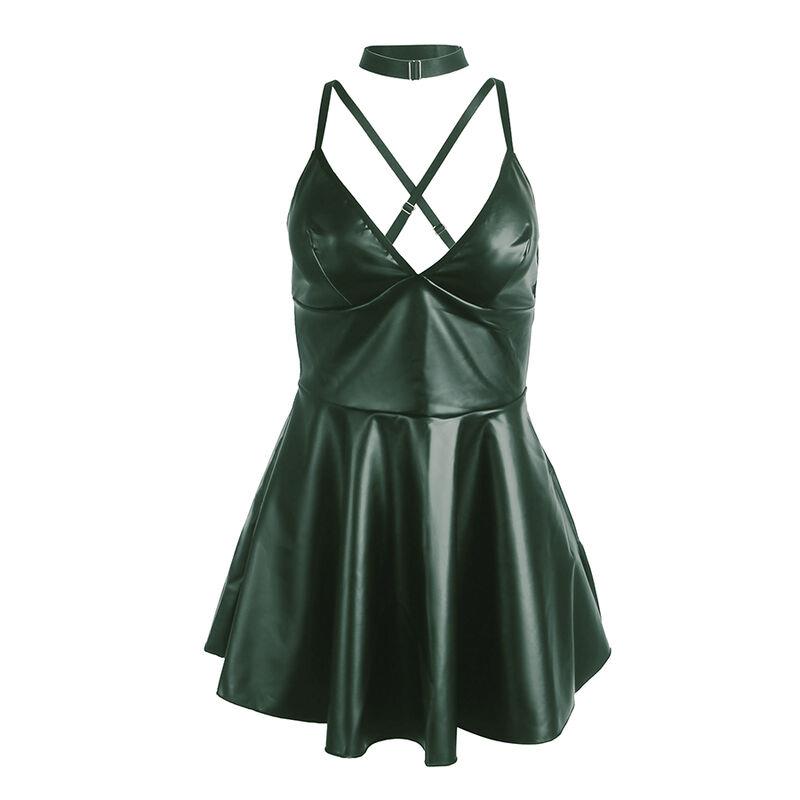 955441 DRESS WITH GREEN LEATHER STRAPS L/XL