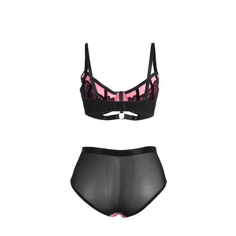 955588 PINK PATENT LEATHER MESH ZIPPER BRA SET L/XL
