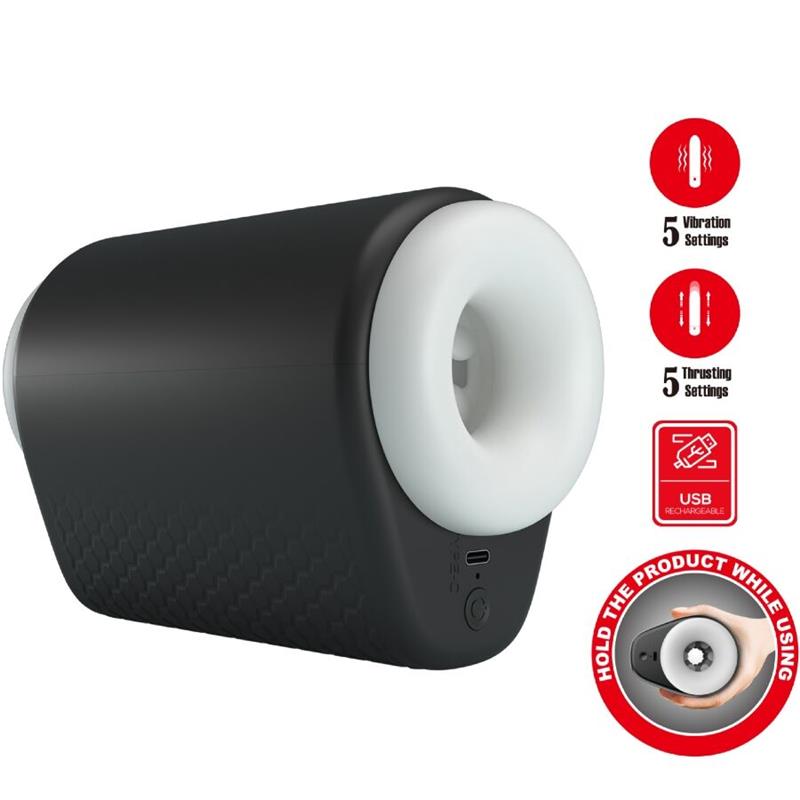 DJ GIRL MUŠKI MASTURBATOR S VIBRACIJOM 5 POSTAVKI CRNI