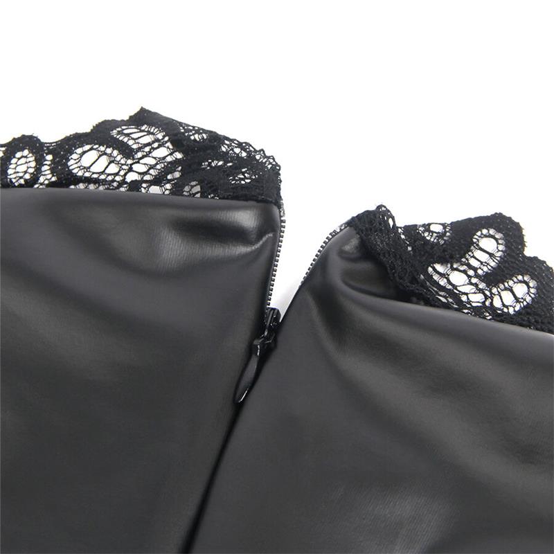 957544 ČIPKASTA OVRATNIK KOŽNA HALJINA CRNA S/M