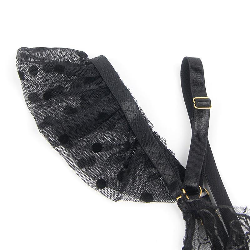 957483 ČIPKASTI GRUDNJAK I PANTY SET CRNI S/M