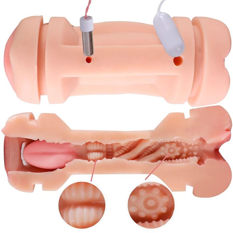 KAY DOUBLE MASTURBATOR WITH DUAL MOUTH AND VAGINA VIBRATION
