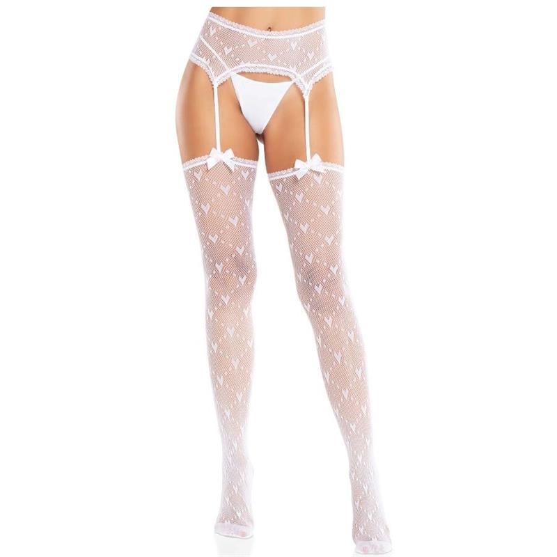 HEART STOCKINGS WITH GARTERS WHITE