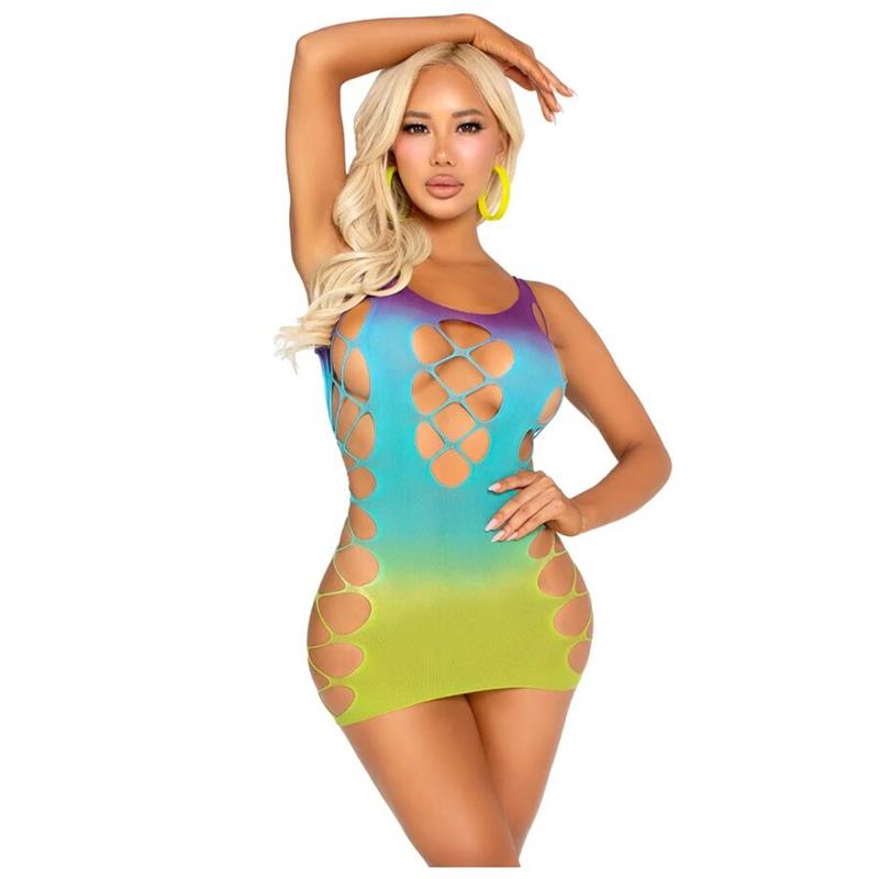 SEAMLESS MINI DRESS WITH OPENINGS OCEAN