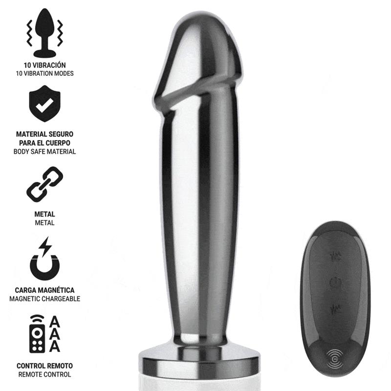 ANAL PLUG 10 VIBRATIONS METAL DILDO WITH REMOTE CONTROL M