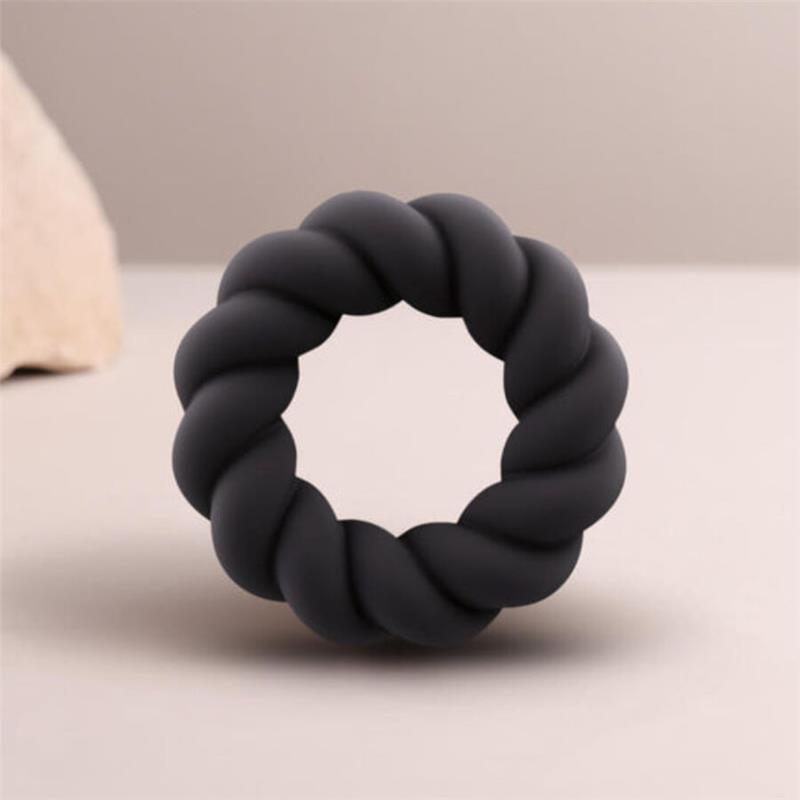 TWIST BLACK SILICONE MASTURBATOR RING