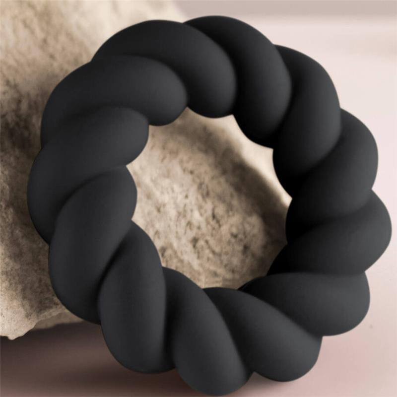 TWIST BLACK SILICONE MASTURBATOR RING