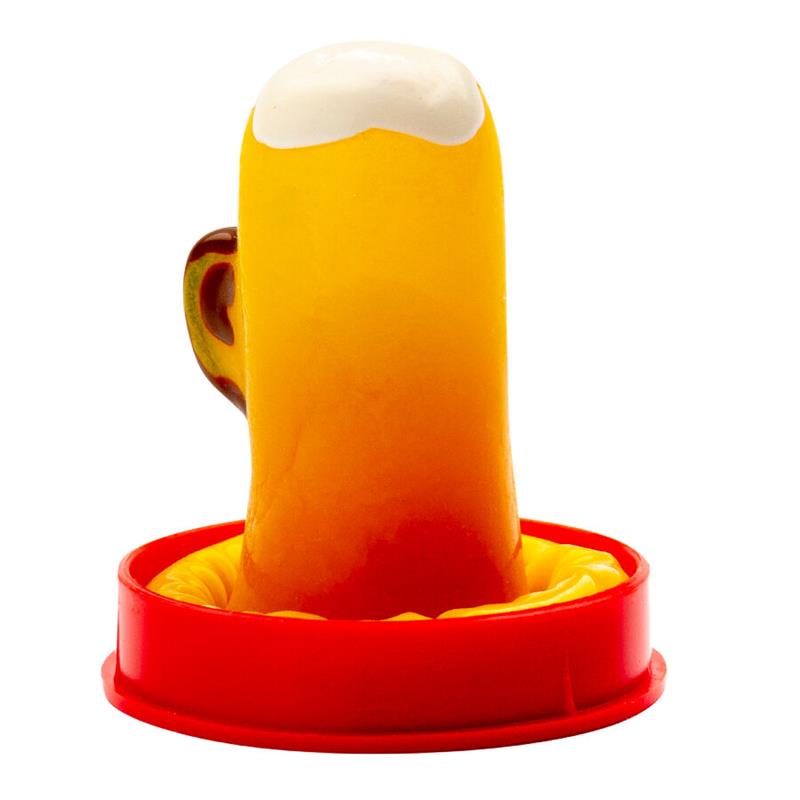 HANDPAINTED NOVELTY CONDOMS GLASS OF BEER