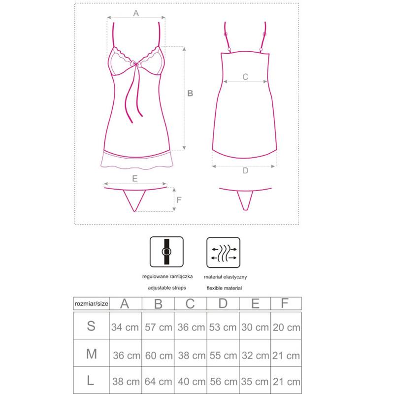 LUISE 1710 BABYDOLL + TANGICE ČRNA S