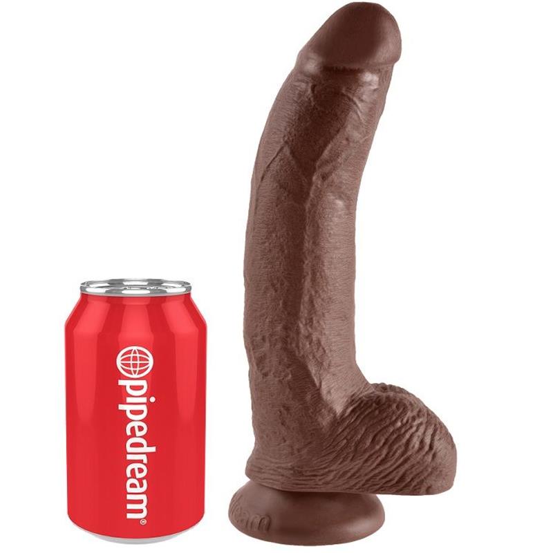 9 DILDO RJAVA Z JAJCI 22.9 CM