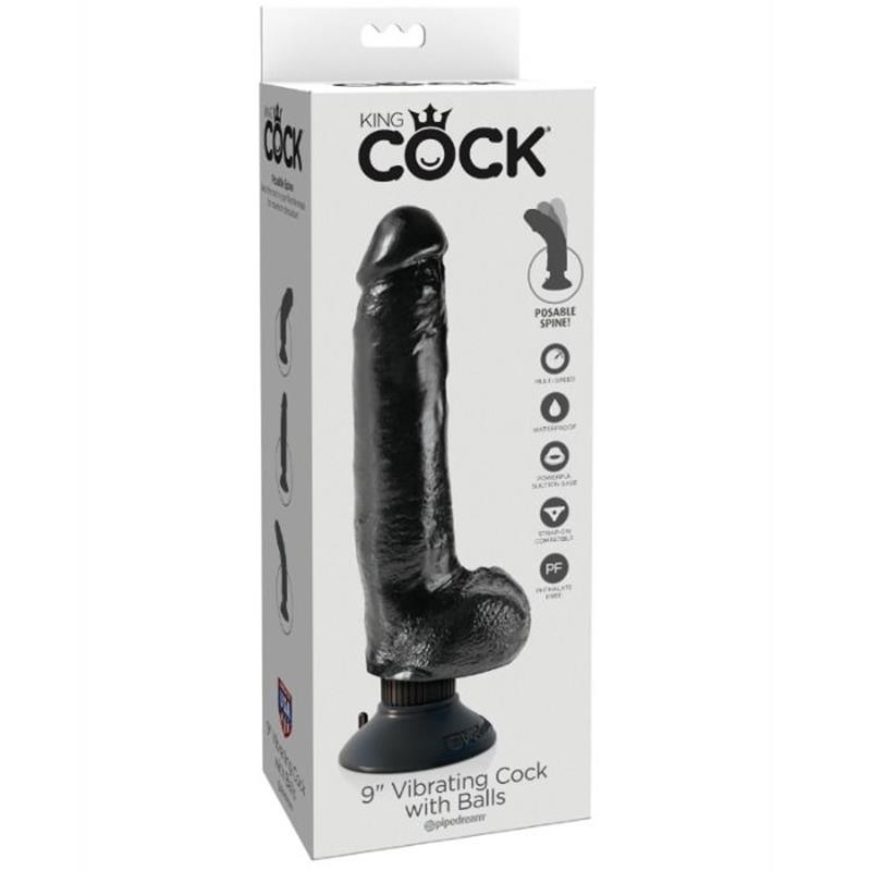 23 CM VIBRIRAJUĆI PENIS S JAJCIMA CRNI