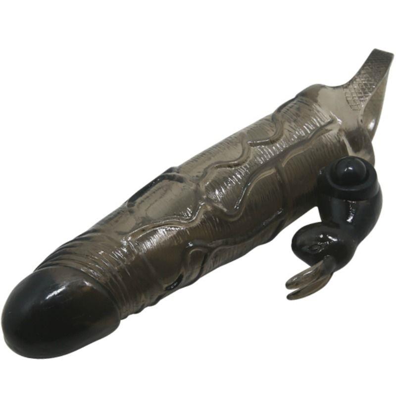 BRAVE MAN PENIS COVER WITH RABBIT BLACK 16.5 CM