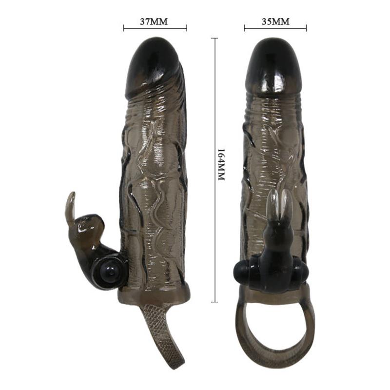 BRAVE MAN PENIS COVER WITH RABBIT BLACK 16.5 CM