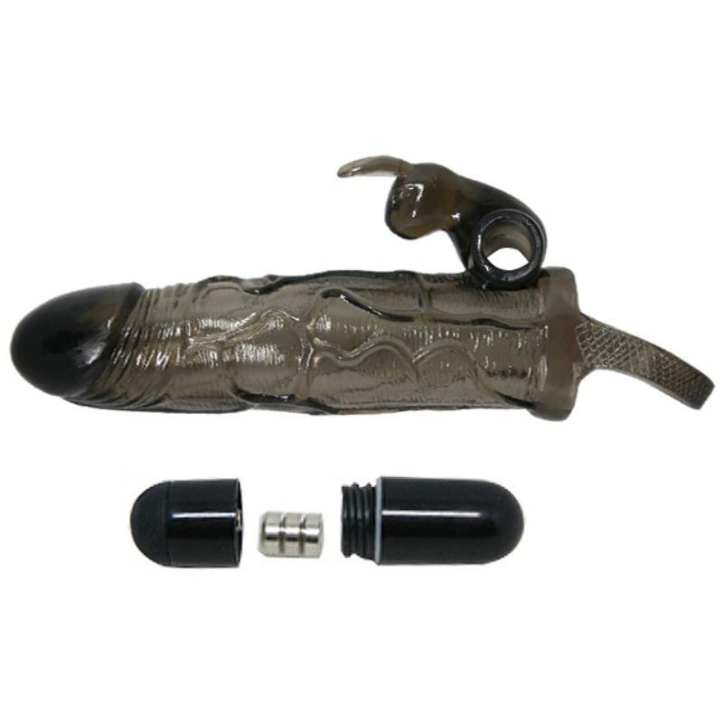 BRAVE MAN PENIS COVER WITH RABBIT BLACK 16.5 CM