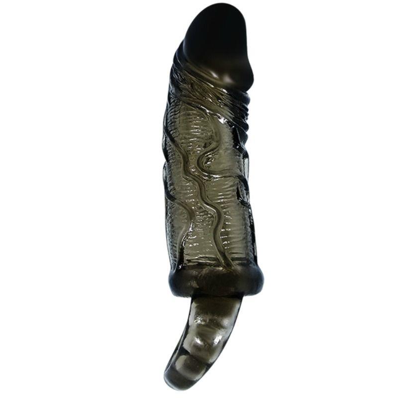 PENIS EXTENDER COVER WITH STRAP FOR TESTICLES BLACK 13.5 CM
