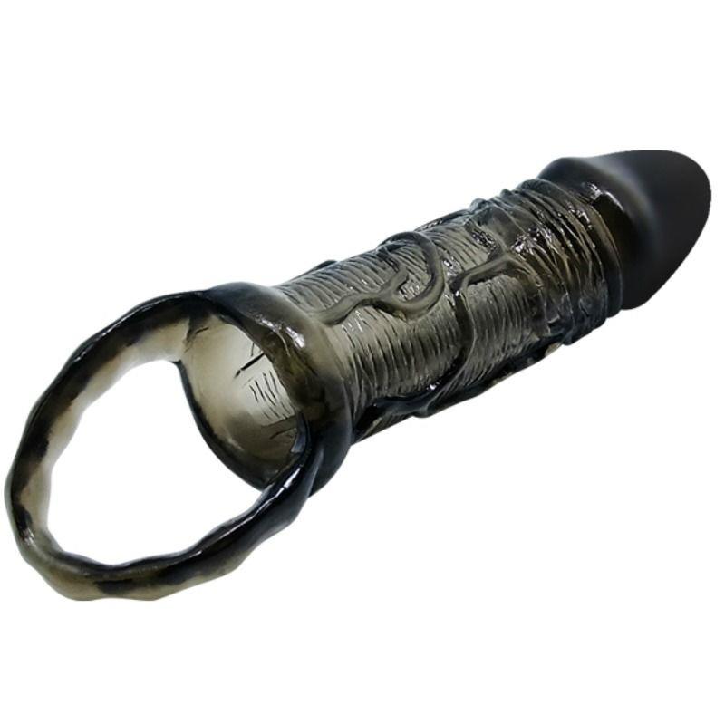 PENIS EXTENDER COVER WITH STRAP FOR TESTICLES BLACK 13.5 CM