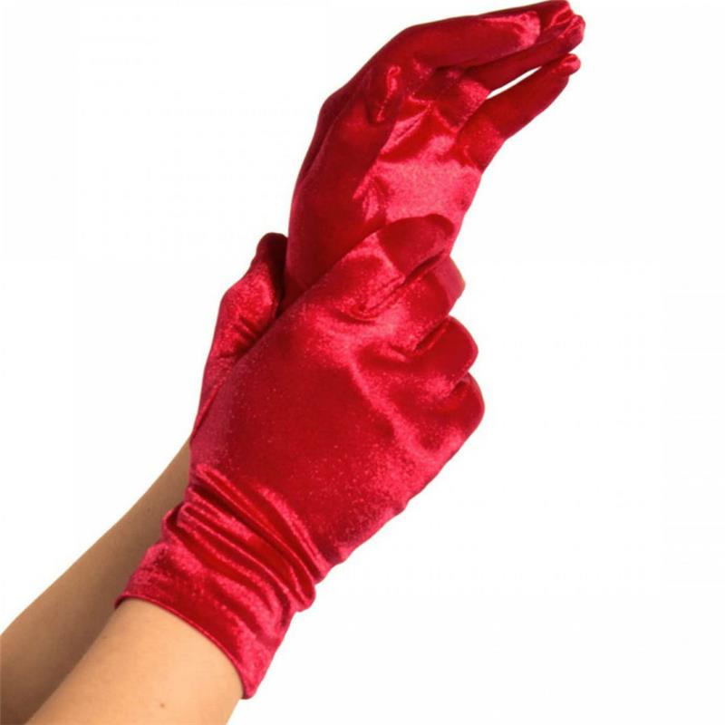 SATIN GLOVES RED