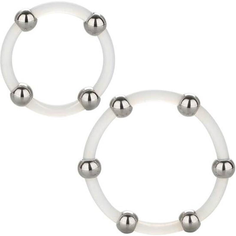 STEEL BEADED SILICONE RING SET