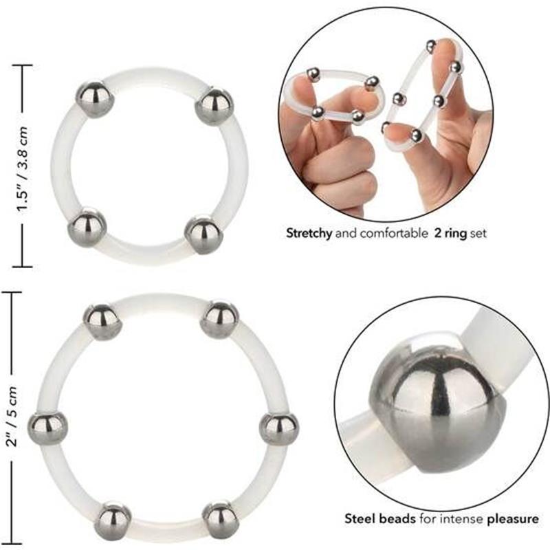 STEEL BEADED SILICONE RING SET