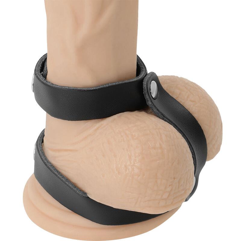 LEATHER ADJUSTABLE PENIS AND TESTICLE RING